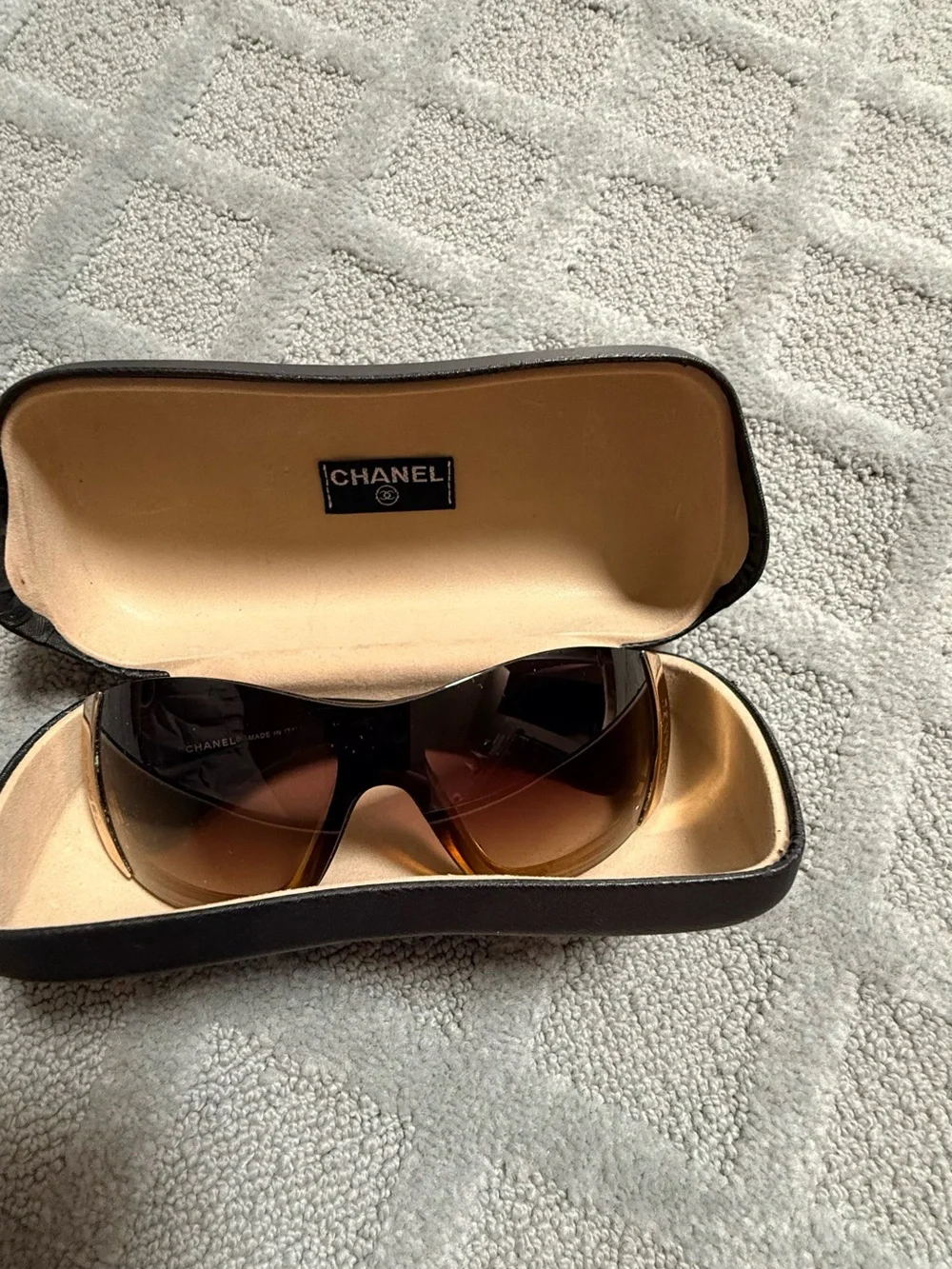 CHANEL 6009 Brown Oversized Shield Sunglasses Made in Italy with Original Case